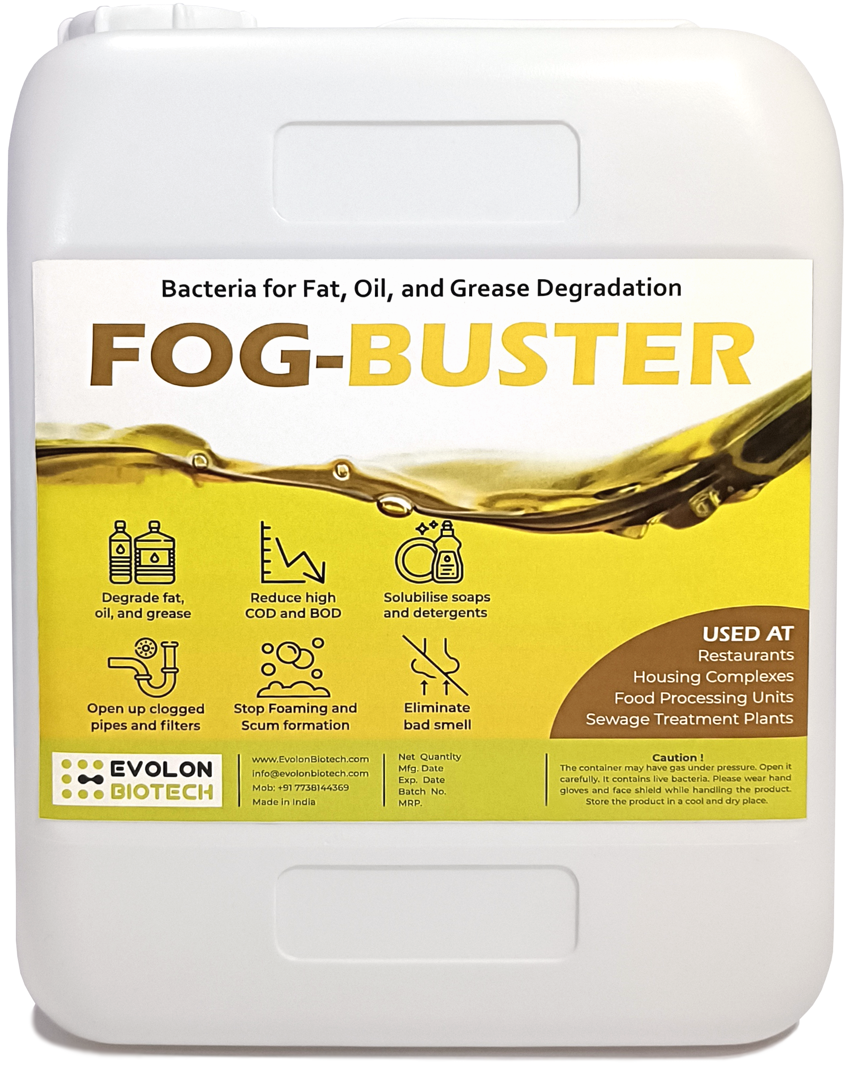 Bacteria for Fat, Oil, and Grease degradation - FOG Buster.